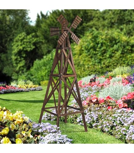 お城の柱のようなパネル＊モールディング＊姫系＊ガーデニング Amazon.com: VINGLI Outdoor Yard Windmill, Wooden Wind Spinner for